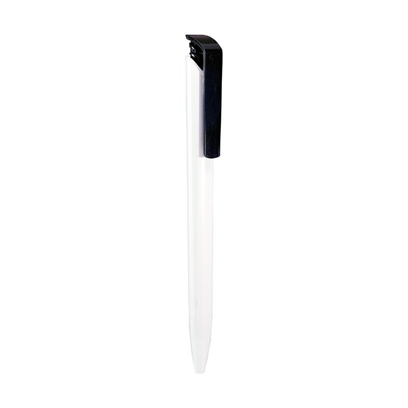 Black Color Retractable Ballpoint Pen With The Barrel, Clip & Push Button